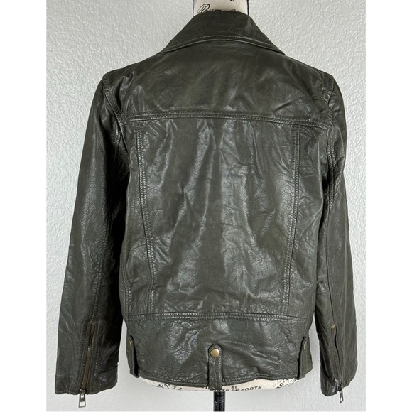 Madewell Washed Leather Oversize Motorcycle Jacket Brass Hardware Edition Medium - Picture 6 of 14